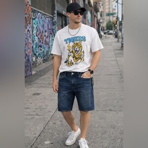 True Religion Ricky SN Flap Denim Shorts – Dark Lagoon Wash –NWT